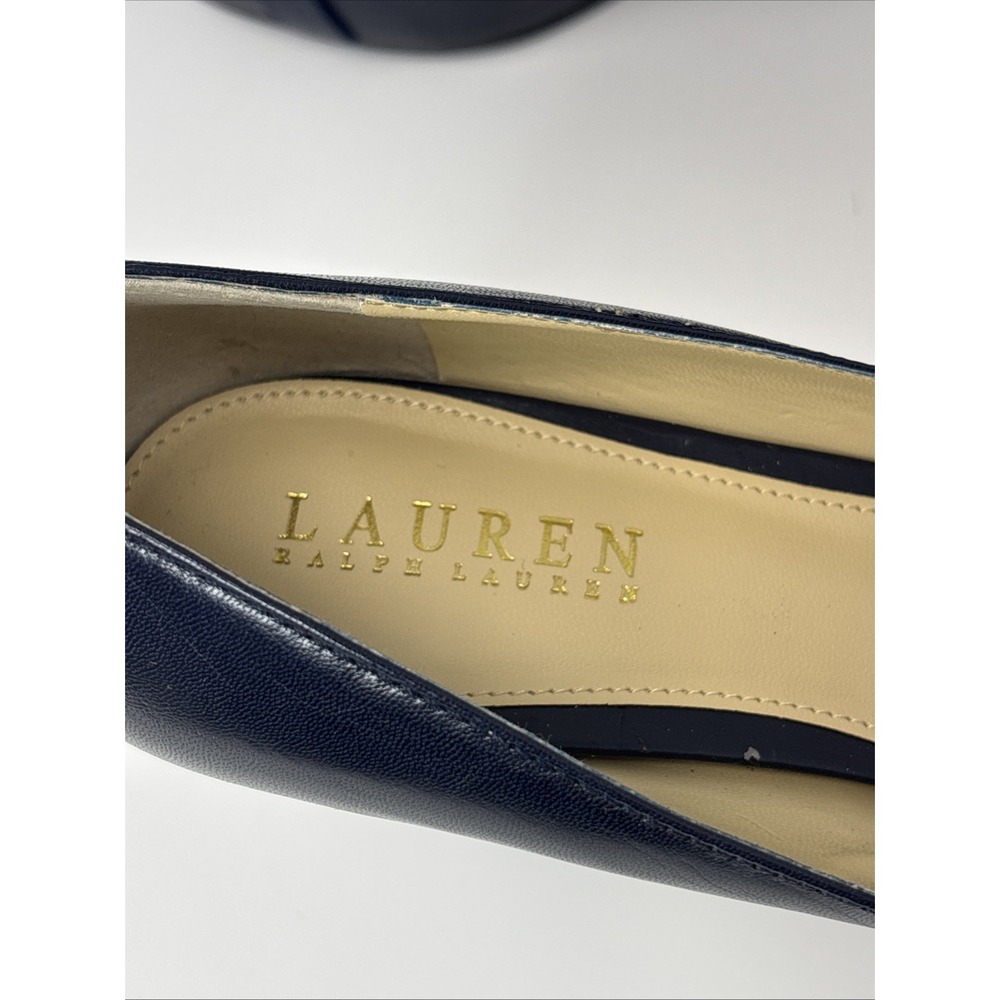 LAUREN Ralph Lauren Saffron Leather Classic Pumps, Blue, Mid-Block Heel Size 9B - Picture 5 of 16
